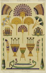 [Egyptian lotus motifs, fans,