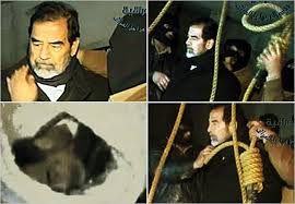 A video showed  Saddam Hussein   being    