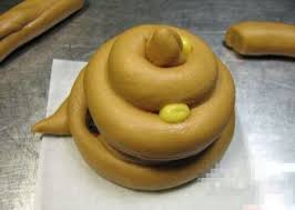 Feces shaped bread - via Daymix