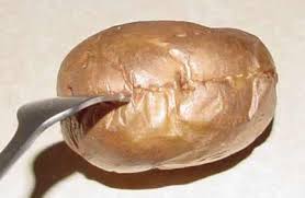 To open a  baked potato  