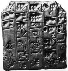 Sumerian  clay tablet   from approx 