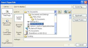 The Insert HyperLink window - via Daymix