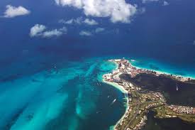 The  peninsula   near Cancun taken from    