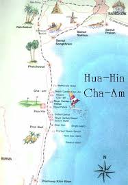 Map of Hua Hin and  Cha Am  