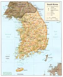 韓国全土地形図］《英語》