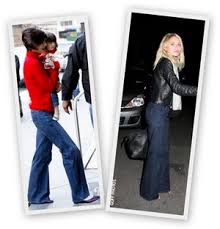 Celebs with wide leg jeans - via Daymix