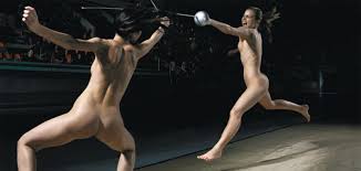 at two nude fencers with