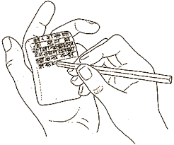      made  cuneiform signs   by pressing    