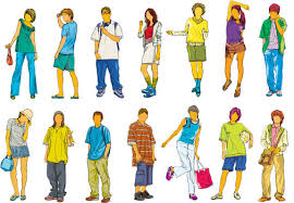 Set of teenagers sketches. - via Daymix