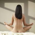 Rear view of nude Asian woman