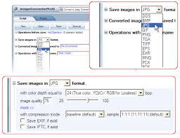 Avaible settings for JPG file