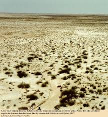 A  dry   wash extending out across the    