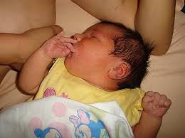 Alice resting after being breast fed