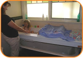 Bathing baby