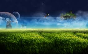 Floating Island Blue desktop - via Daymix