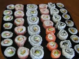 tray of sushi rolls