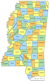 Mississippi County Map - MS - via Daymix