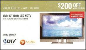  Costco   Vizio 52 Inch LCD  Coupon  