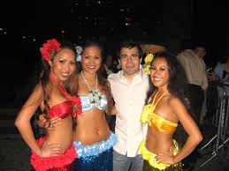 hula dancers with Mario