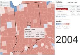 2004 Election Map in Indiana