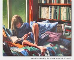 painting Monica Reading by Anne
