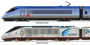 Two profiles of an Acela  Express      