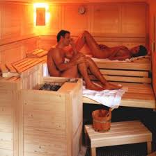 2 people in a sauna