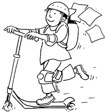 boy riding scooter - Clip Art