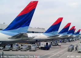 Six Delta Airlines B767 tails at