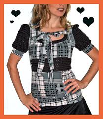 PAPAYA Grey Plaid Keyhole Top - via Daymix