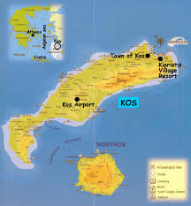      Km from the town of  Kos   map 
