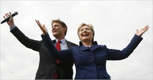 Clinton Campaigns With Bayh in 