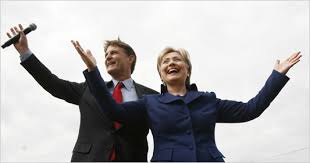Clinton Campaigns With Bayh in