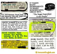 Funny Newspaper Classifieds