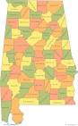 Alabama State Map - Cities, Roads, Counties, Rivers, Lakes, Topo