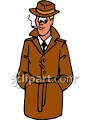 Private Detective in a Rain Coat and Fedora, Smoking a Cigarette ...