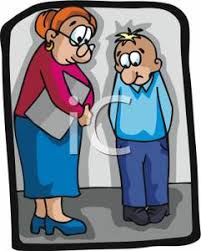 Boy Being Reprimanded By a Teacher - Royalty Free Clipart Picture