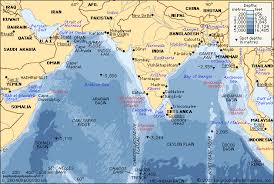 The Arabian Sea and Bay of Bengal.