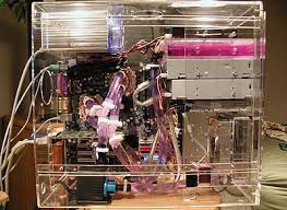 A liquid cooled PC in a clear case