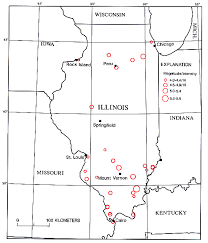 Earthquake locations in Illinois