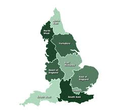 Map of England showing Tourist