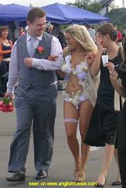 russian bride at the dress that