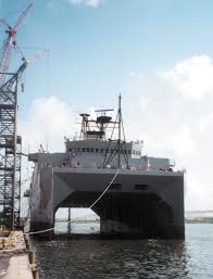 The twin hulls of USNS Impeccable 